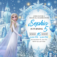 White Joyful Frozen Birthday Invitation Square (1:1) template