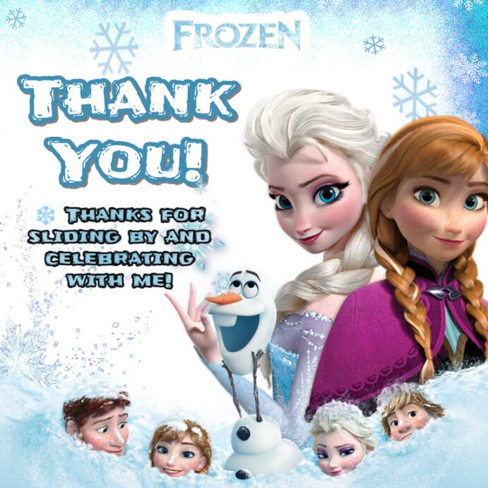 White Joyful Frozen Thank You Card Instagram Post Template | PosterMyWall