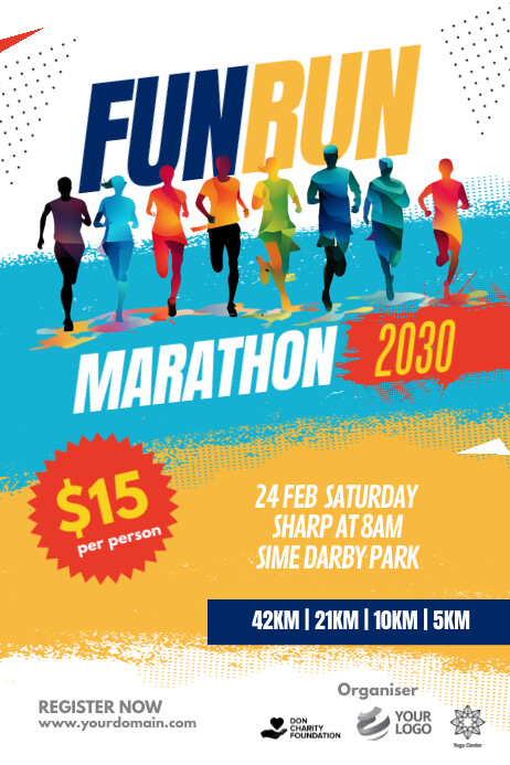White Joyful Fun Run 5k Poster Template Poste | PosterMyWall
