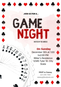 White Joyful Game Night Poker A4 template