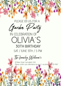 White Joyful Garden Party In Celebration Of Olivias A6 template