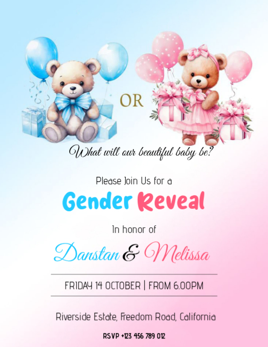White Joyful Gender Reveal Flyer Template | PosterMyWall