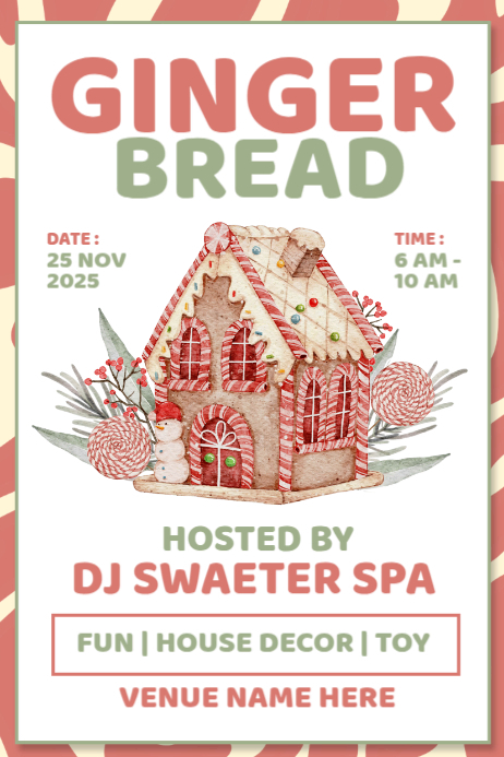 White Joyful Gingerbread House Contest Poster Template | PosterMyWall