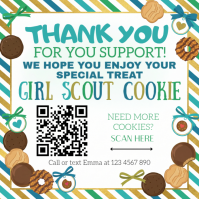White Joyful Girl Scout Cookie Thank You Square Quadrato (1:1) template