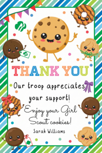White Joyful Girl Scout Cookies Thank You Banner 4' × 6' template