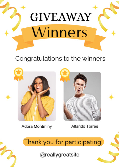 Giveaway Winners Announcement Template | PosterMyWall