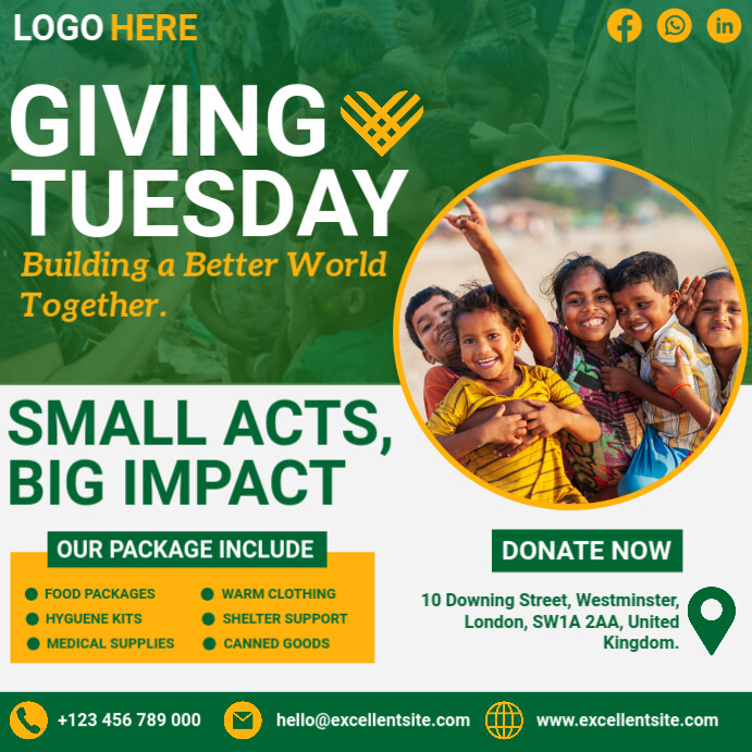 White Joyful Giving Tuesday Campaign Instagram Post Template | PosterMyWall