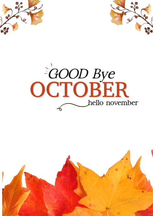 White Joyful Good Bye October  A4 template