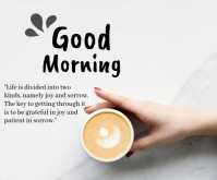 White Joyful Good Morning Wish Templates. Medium Rectangle