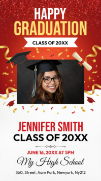 White Joyful Graduation Announcement Digital Display template