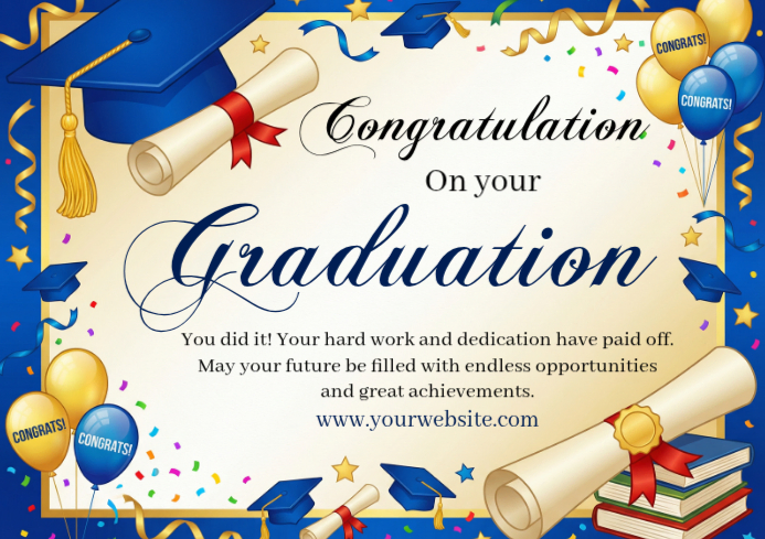 White Joyful Graduation Celebration A3 Template | PosterMyWall