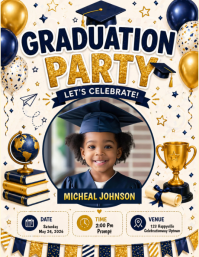 White Joyful Graduation Party Flyer ใบปลิว (US Letter) template
