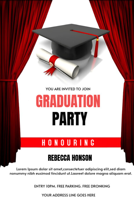 White Joyful Graduation Party Flyer  Pinterest Graphic template