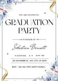 White Joyful Graduation Party Invitatin Flyer A6 template