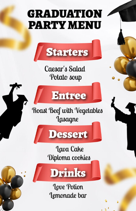 Graduation Mod Menu Graduation Party Menu Template | PosterMyWall