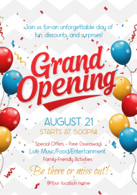 White Joyful Grand Opening A5 template