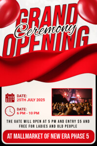 White Joyful Grand Opening Ceremony Poster template