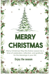White Joyful Green Merry Christmas  Poster template