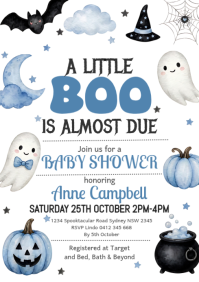 White Halloween Baby Shower A4 Template