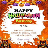 Biały Halloween Birthday Wpis na Instagrama Template