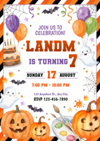 Blanco Halloween Birthday Celebration A6 Template