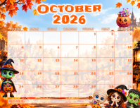 Hvid Halloween Calendar Pamflet Template