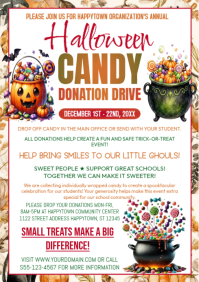 White Halloween Candy Donation Drive A4 Template