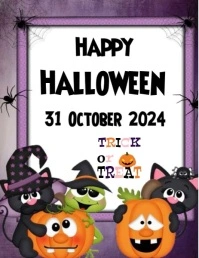White Joyful Halloween Cartoon Character  Flyer (us Letter) template