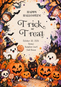 White Halloween Celebration A4 Template