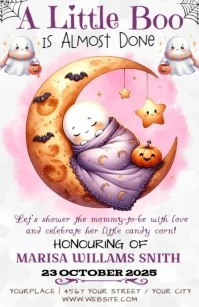 White Joyful Halloween Half Page Wide template