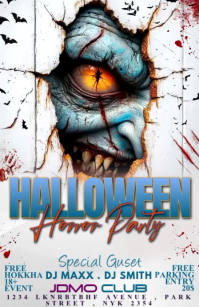 White Halloween Party Halv side bred Template
