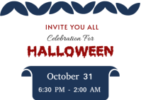 White Joyful Halloween Invitation  Postcard template