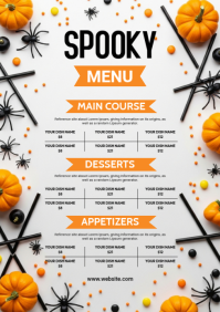 Hvid Halloween Menu A4 Template