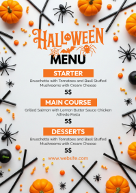 Weiß Halloween Menu A4 Template