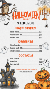 White Halloween Menu Historia de Instagram Template