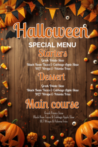 White Joyful Halloween Menu  Poster template