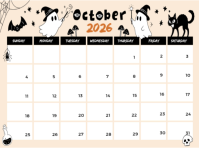 Putih Halloween Calendar Presentatie Template