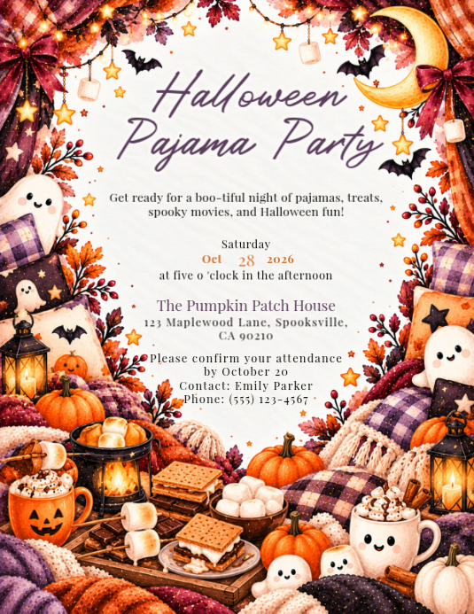 Halloween Pajama Party Flyers Template | PosterMyWall