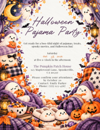 White Halloween Pajama Party Folder Template