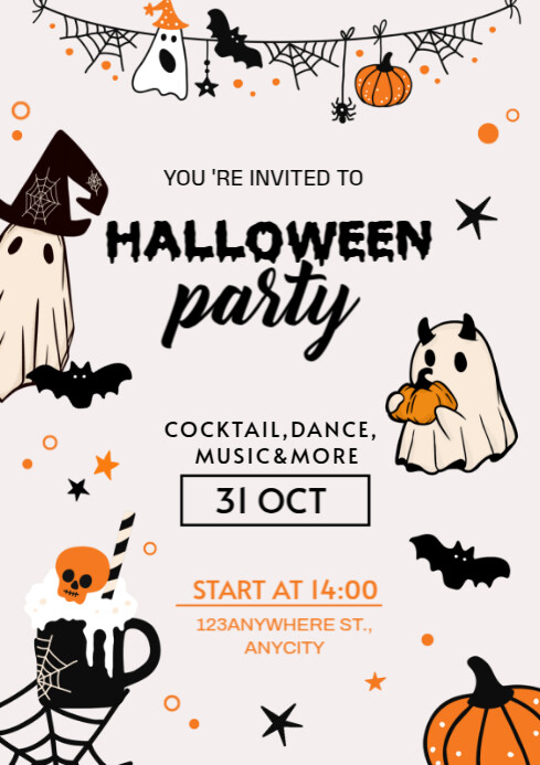 Halloween Party Invitation A4 Template | PosterMyWall