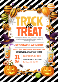 White Halloween Party A4 Template