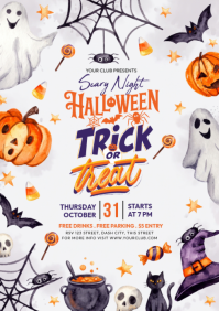 White Halloween Party A4 Template
