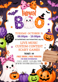 White Halloween Party A6 Template
