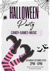 White Halloween Party A6 Template