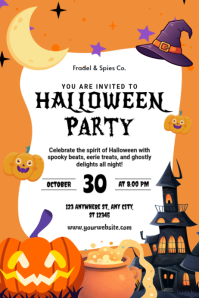 White Halloween Party Poster Template