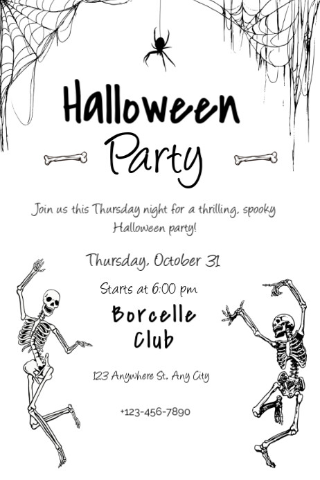 White Joyful Halloween Party Poster Template | PosterMyWall