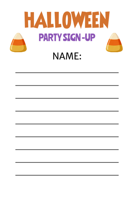 White Joyful Halloween Party Sign Up Sheet Guest Names Registration ...
