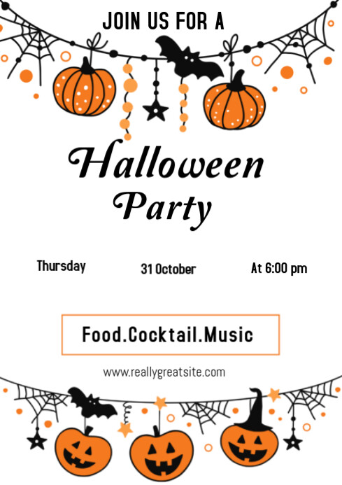 White Joyful Halloween Party Template A4 | PosterMyWall