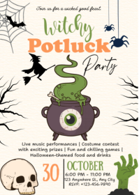 Blanc Halloween Potluck Party A6 Template