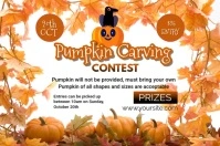 White Joyful Halloween Pumpkin Carving Contest Poster template